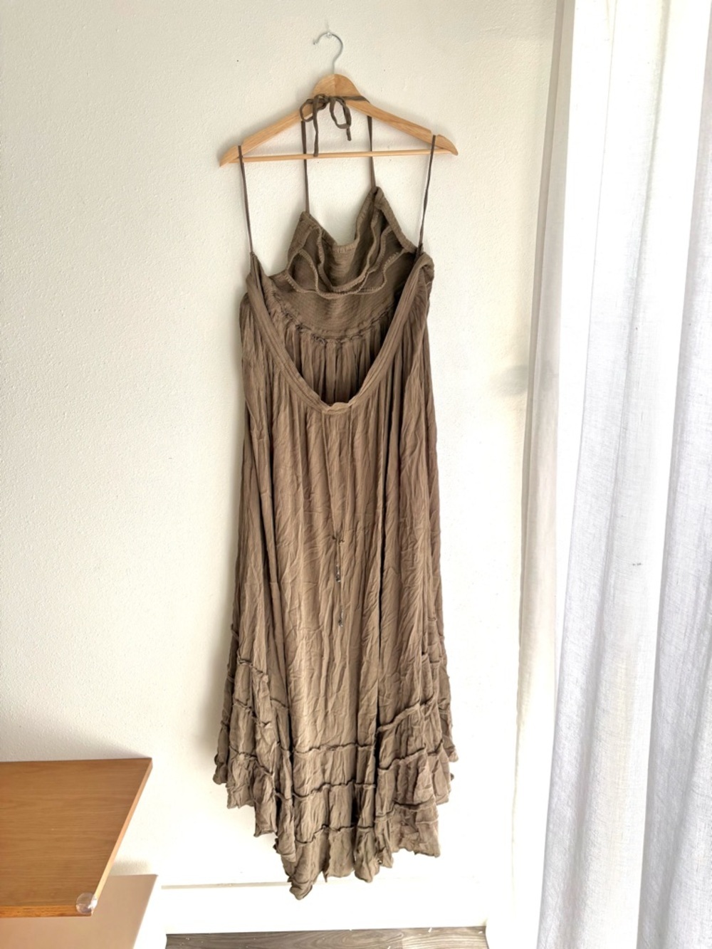 Free People Extratropical Maxi Dress Olive Stone NWT Size L Boho Beach Open Back - Picture 4 of 6